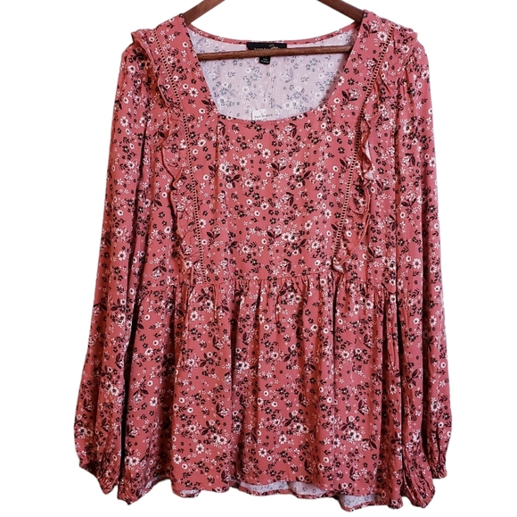 Suzanne Betro Tops - SUZANNE BETRO Peasant Top Baby Doll Style Balloon Sleeve Large Multicolor